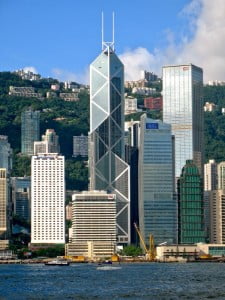 Bank of China sztandarowy symbol Feng Shui w biznesie. Hong Kong